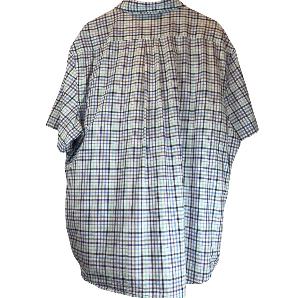 US Polo Assn Mens 3XL Blue Turquoise Plaid Button Down Short Sleeve Shirt Cotton - Picture 3 of 6